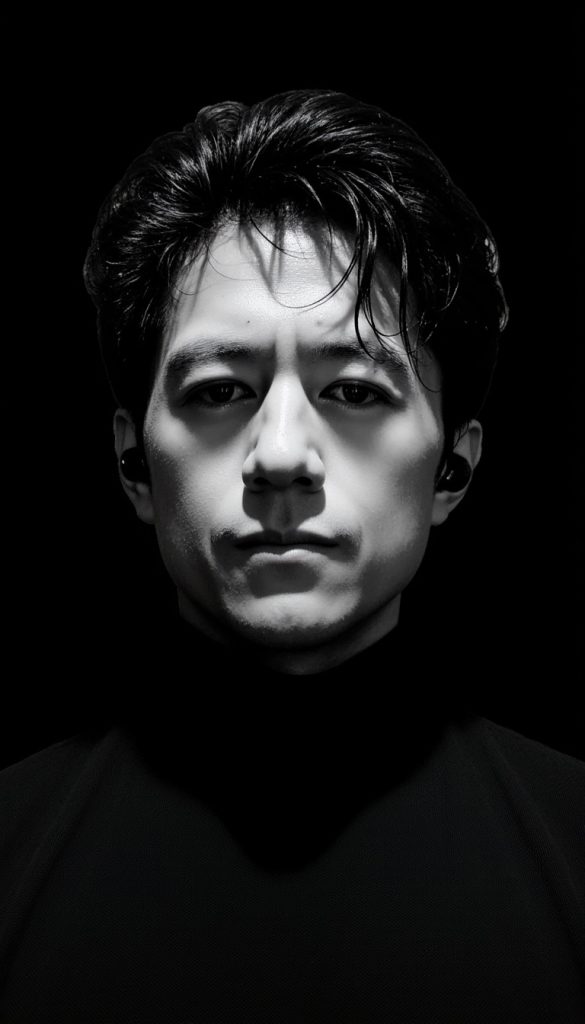 freepik surreal black and white portrait of a man with cur 60535